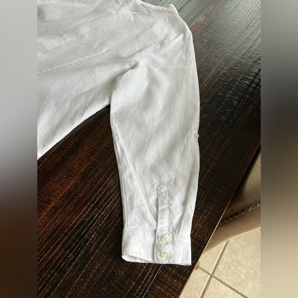 Cambridge Dry Goods White 100% Linen Floral Embroidered Button Down Shirt 1X - Picture 14 of 15